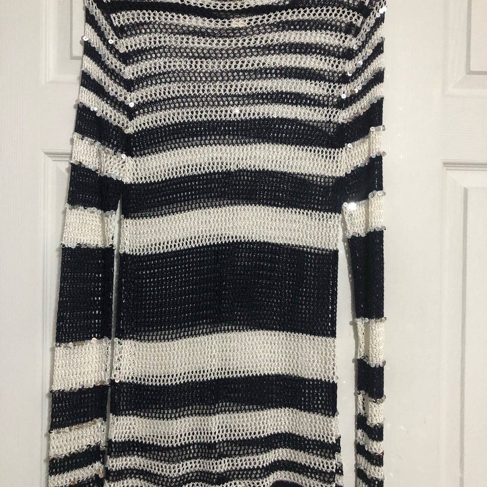 Chico’s open knit sequin pullover top swim cover up size Chico’s 2 or Large 12 - Picture 8 of 13